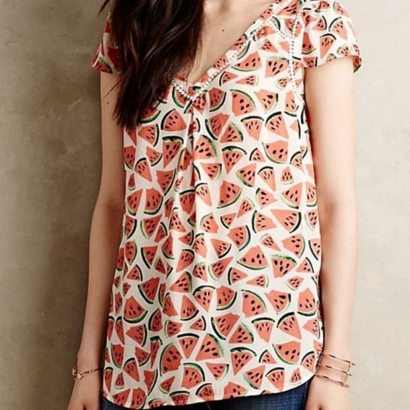 Anthropologie Maeve Watermelon Top - Picture 4 of 15